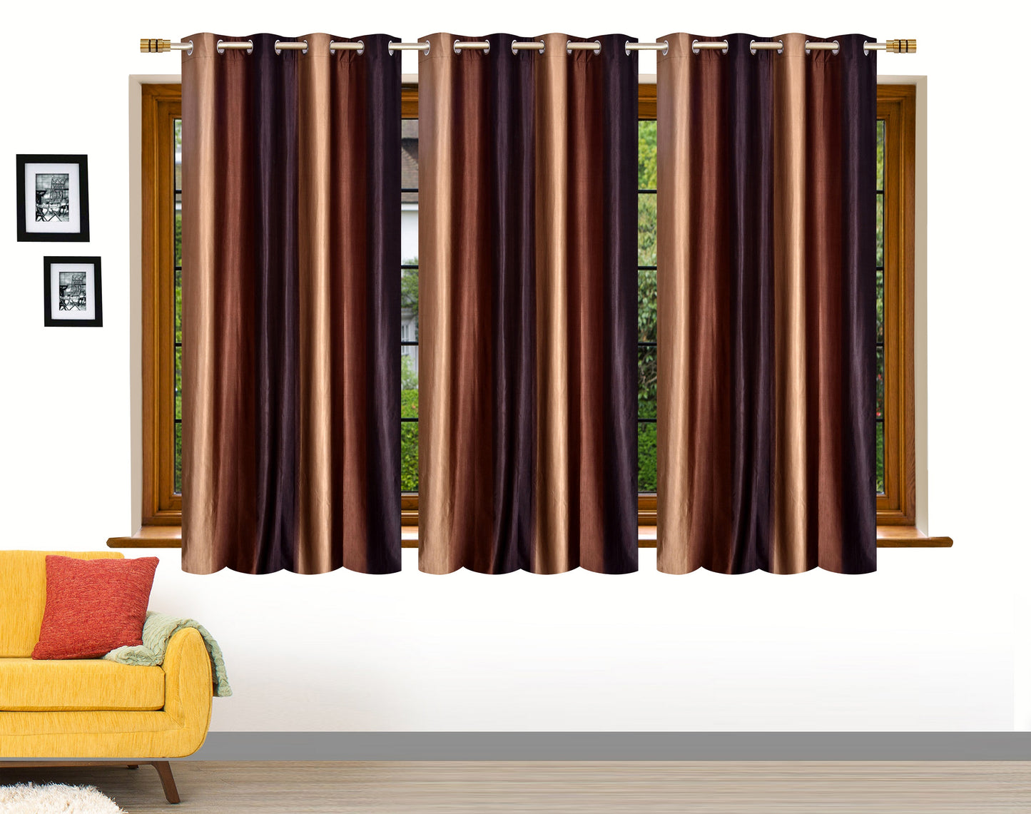 Classic Brown Crushed Plain Curtains