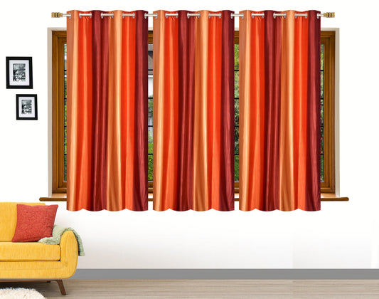 Bright Orange Crushed Plain Curtains