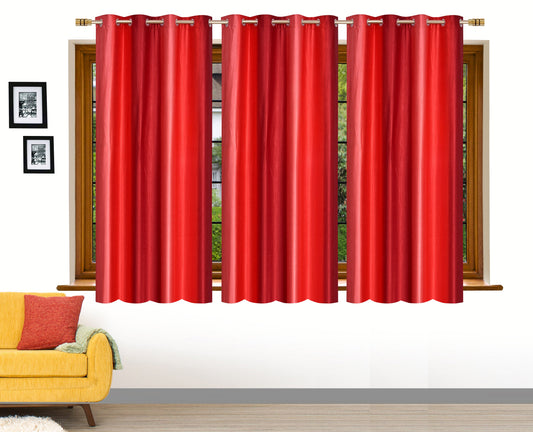 Shiny Maroon Crushed Plain Curtains
