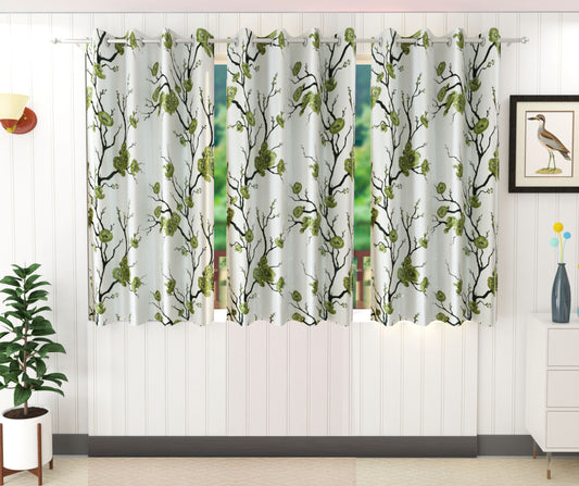 Green Floral Print Curtains