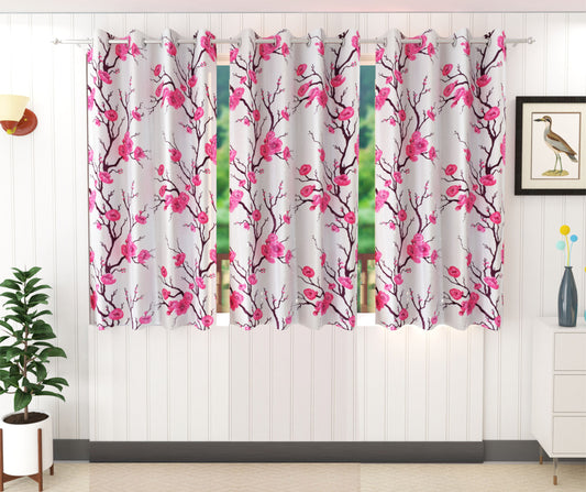Pink Floral Print Curtains