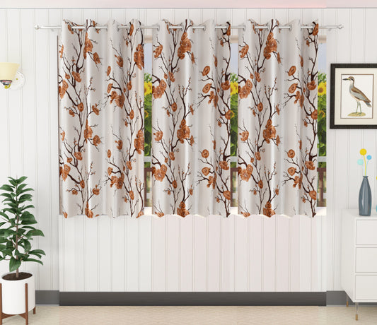 Brown Floral Print Curtains