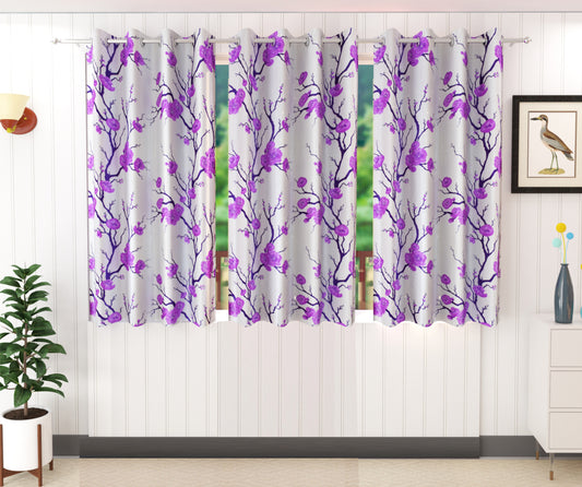 Purple Floral Print Curtains
