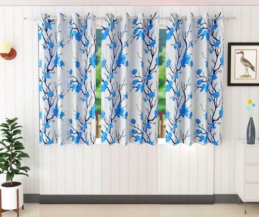 Blue Floral Print Curtains