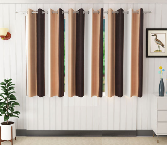 Beige & Brown Crushed Plain Curtains
