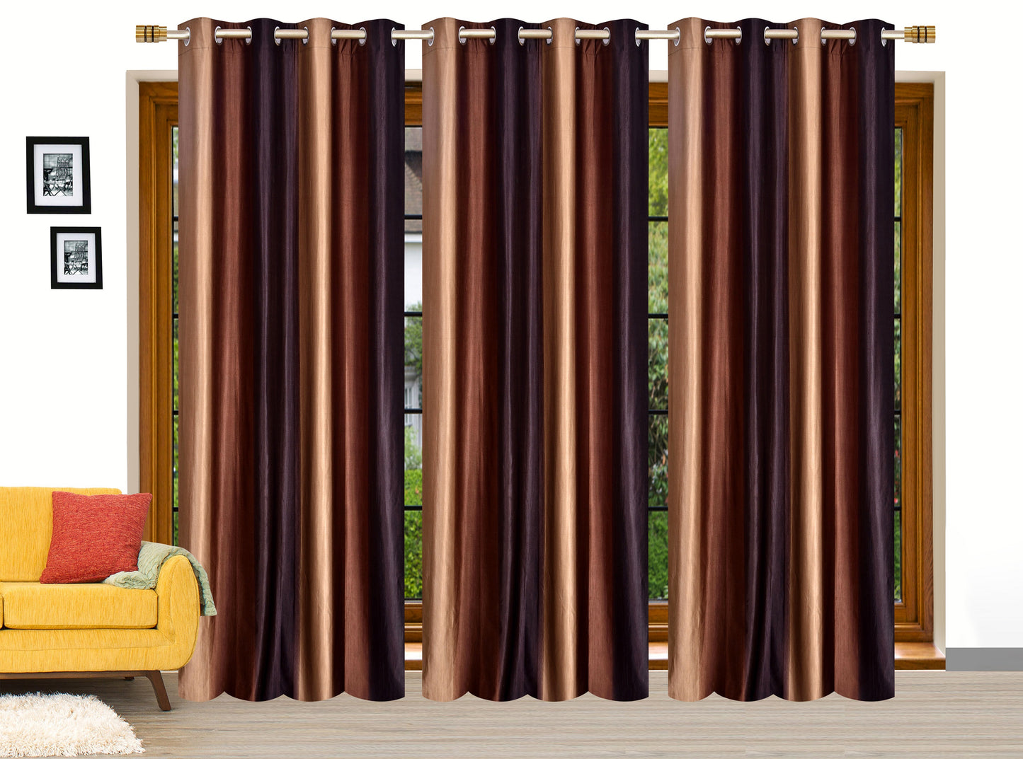 Classic Brown Crushed Plain Curtains