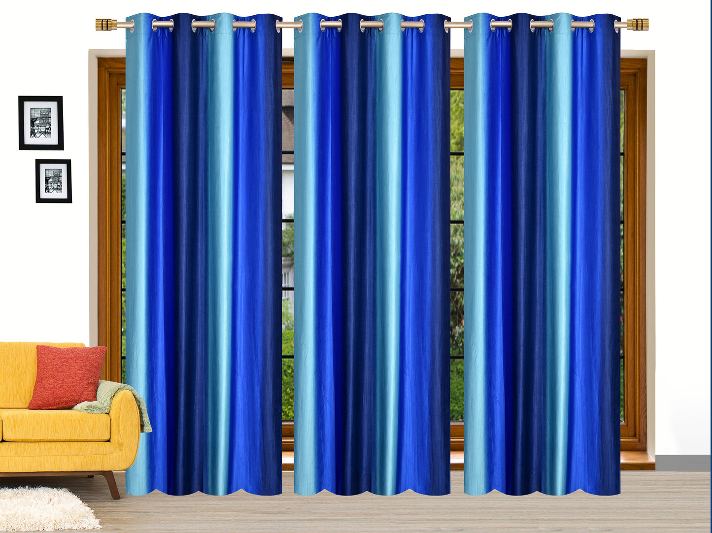 Royal Blue Crushed Plain Curtains