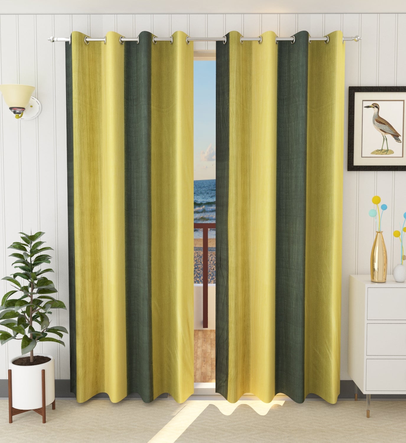 Classic Green Crushed Plain Curtains