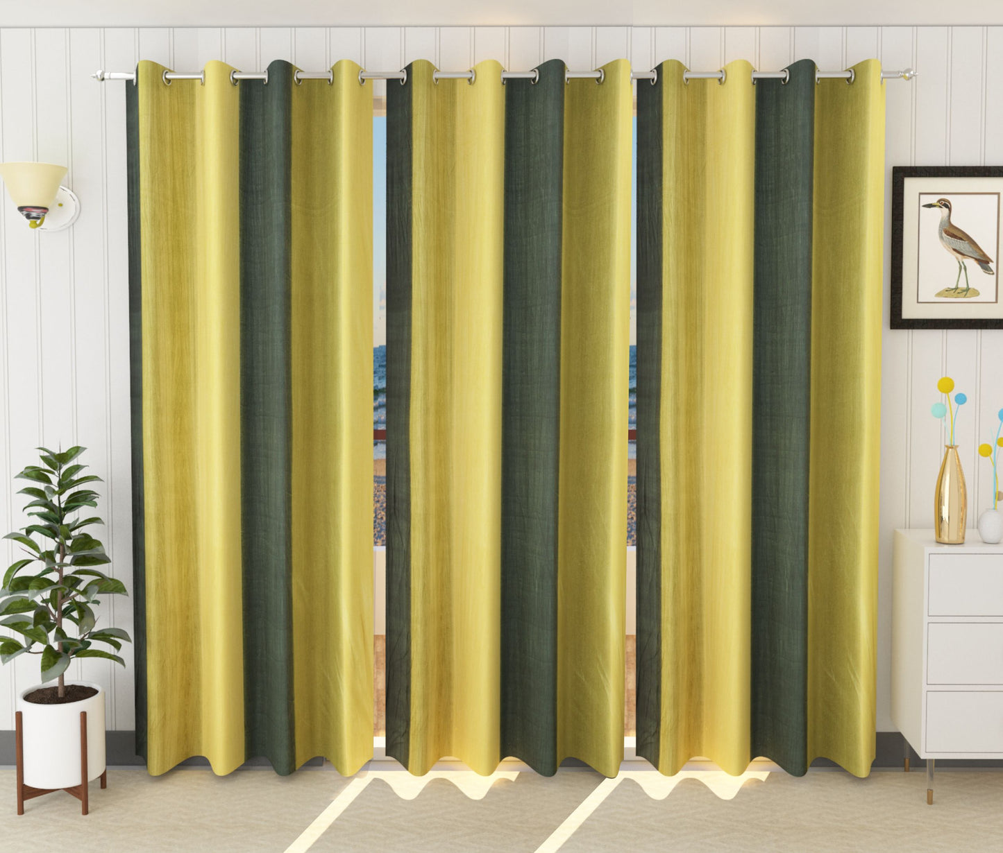 Classic Green Crushed Plain Curtains
