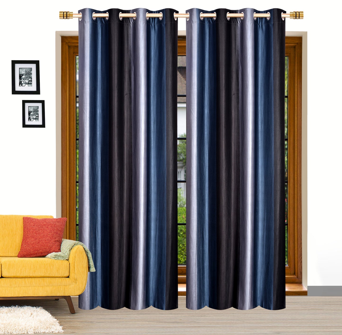 Deep Blue Crushed Plain Curtains
