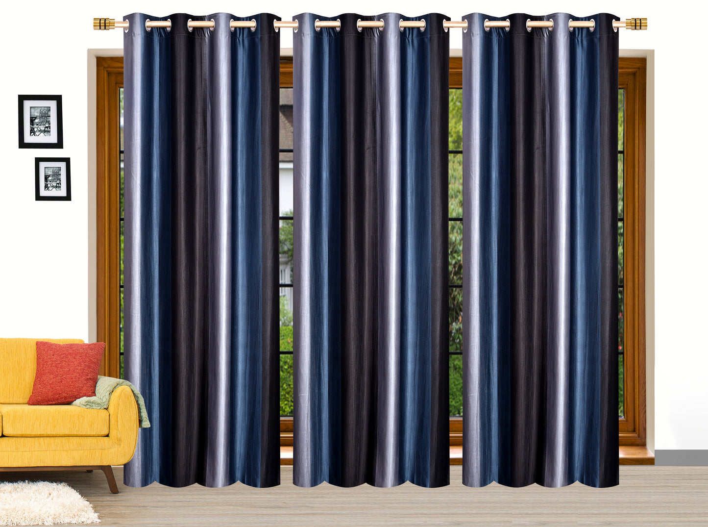Deep Blue Crushed Plain Curtains