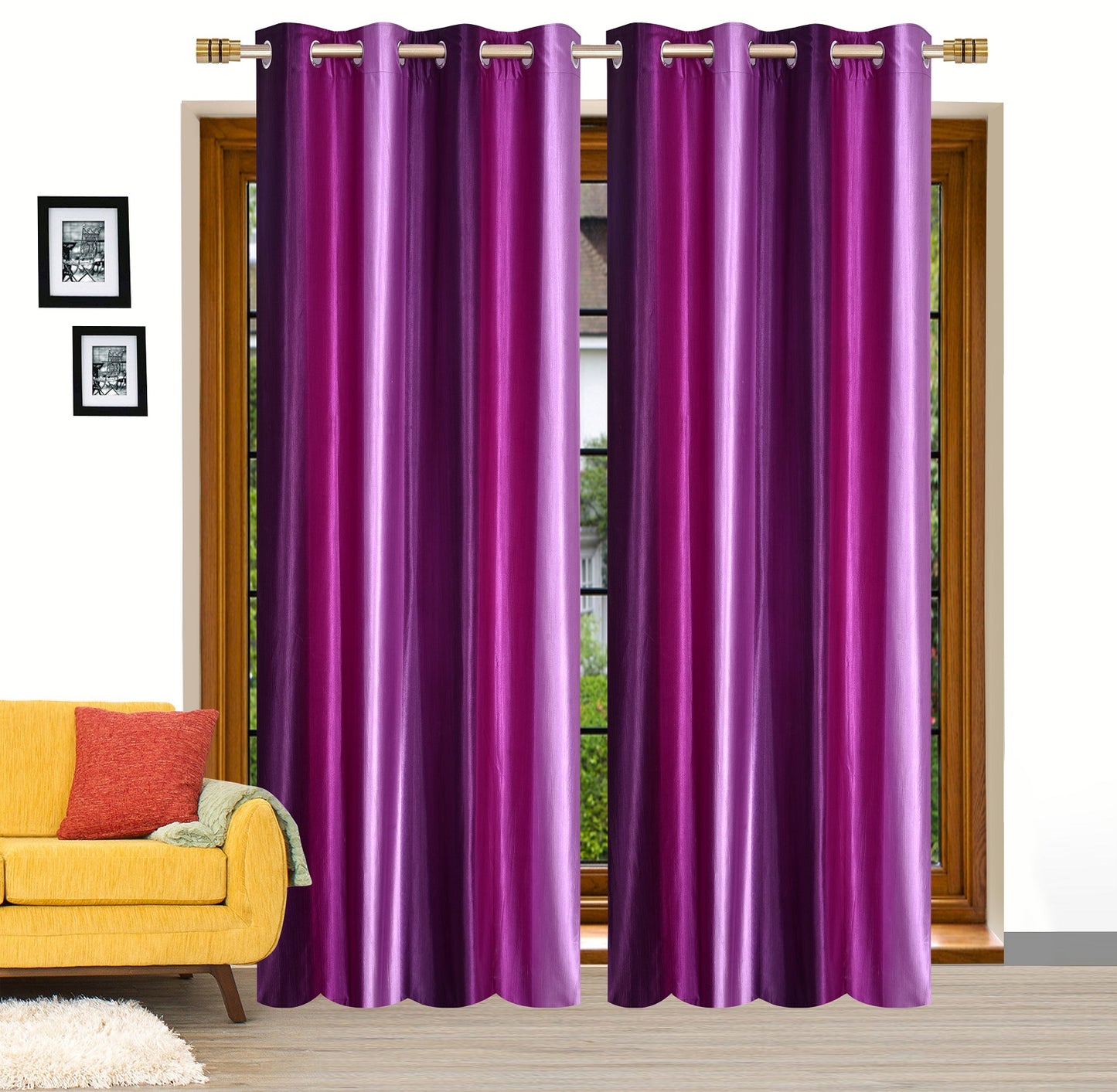 Modern Purple Crushed Plain Curtains