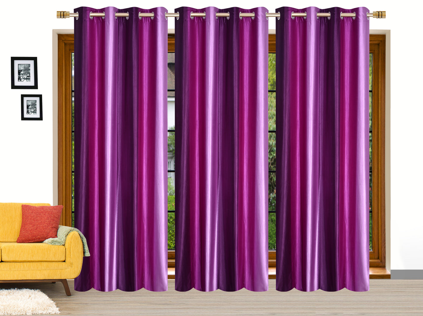 Modern Purple Crushed Plain Curtains