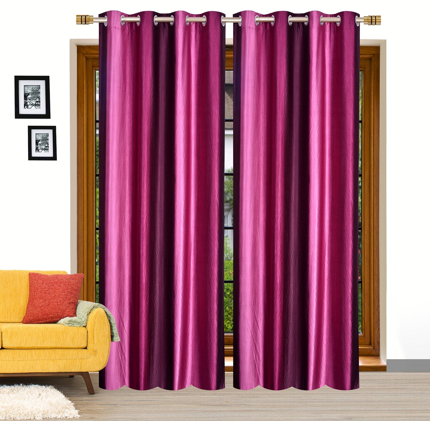 Luxury Wine Crushed Plain Curtains