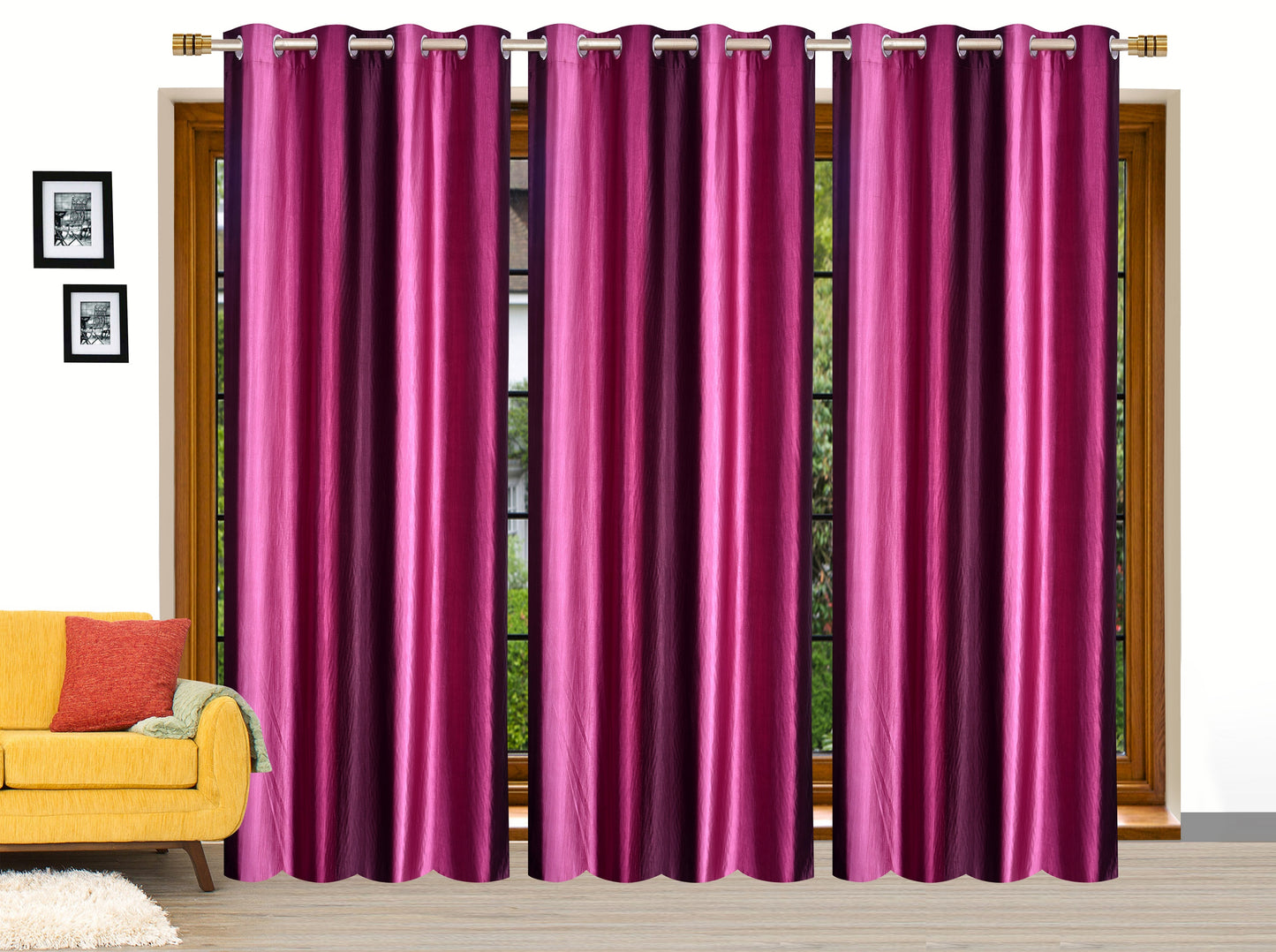 Luxury Wine Crushed Plain Curtains