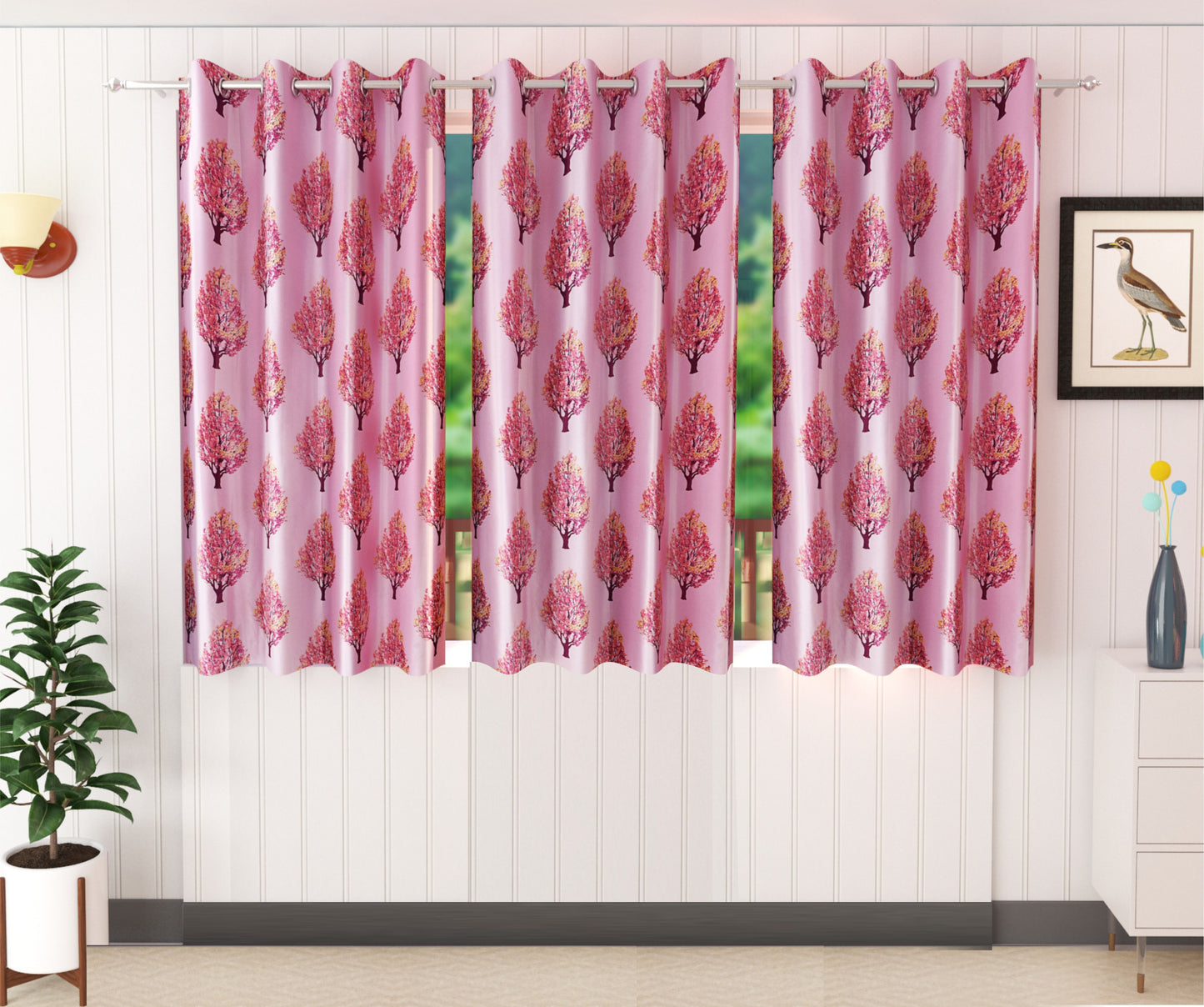 Warm Pink Tree Pattern Curtains