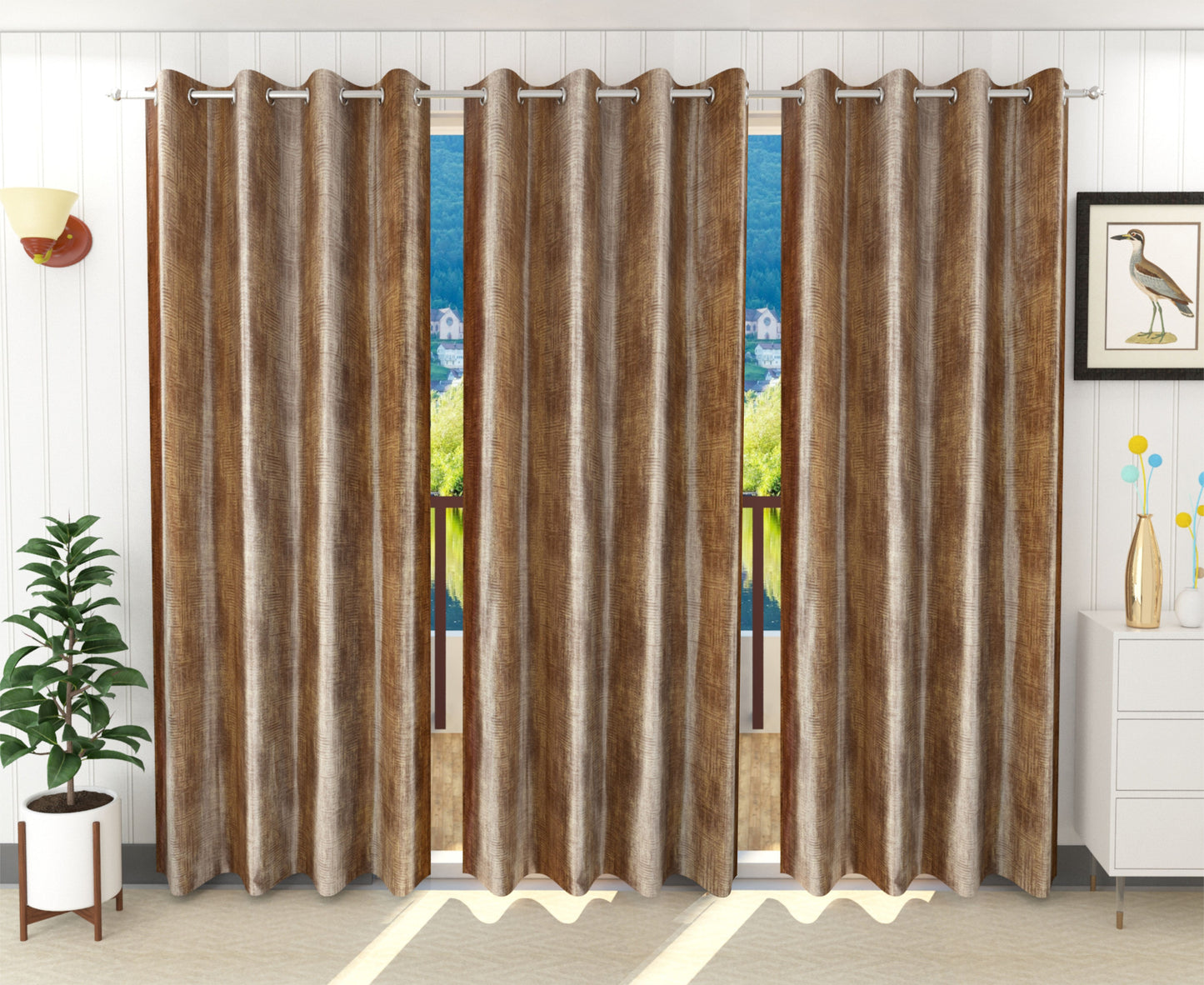 Vintage Brown Textured Curtains