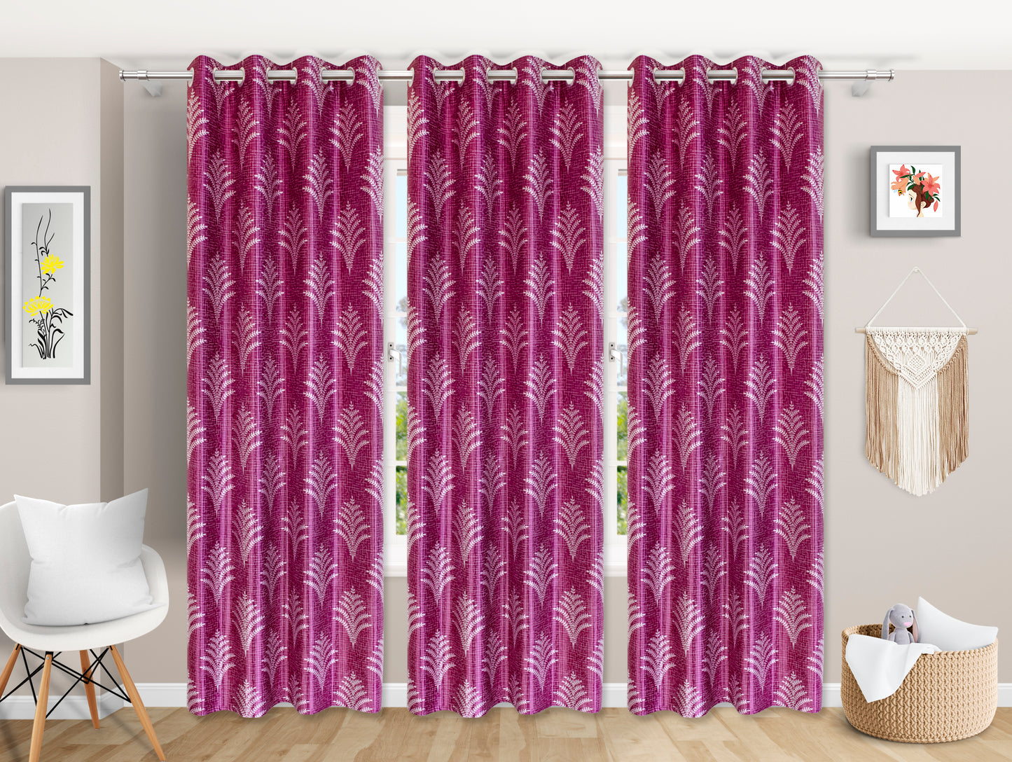 Premium Wine Leaf Pattern Curtains
