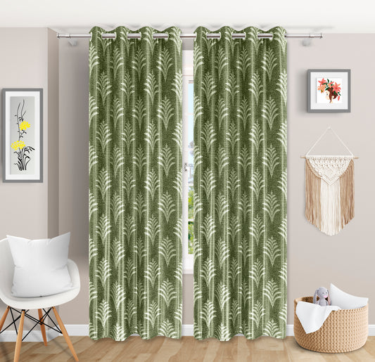 Classic Green Leaf-Patterned Curtains