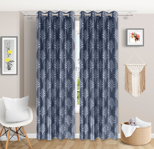 Modern Grey Leaf-Patterned Curtains