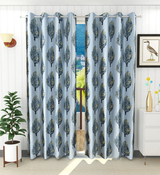 Minimalist Grey Tree Print Curtains
