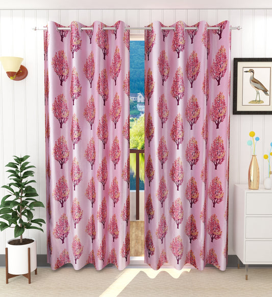 Warm Pink Tree Pattern Curtains