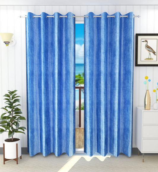 Blue Textured Modern Curtains