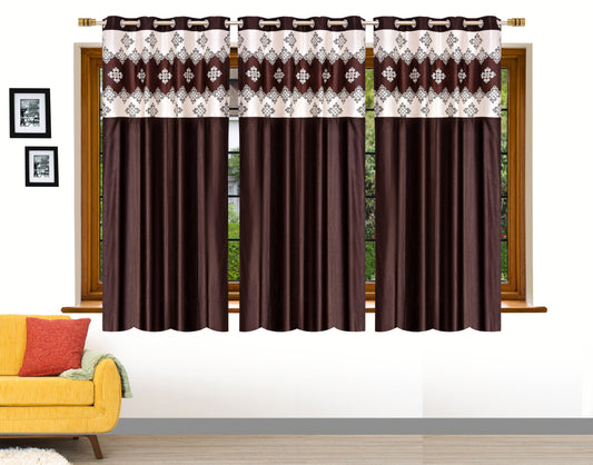 Brown Damask Patch Design Curtains