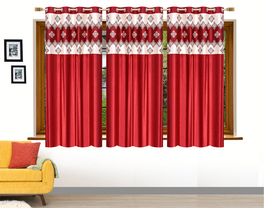Maroon Damask Patch Design Curtains