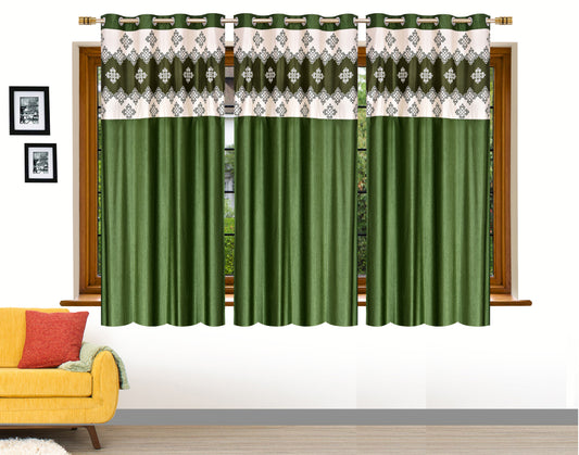 Green Damask Patch Design Curtains