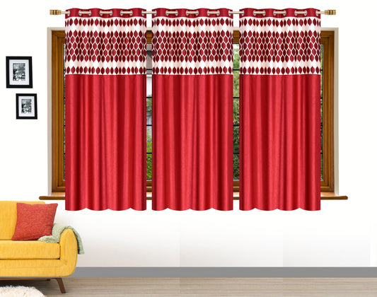 Maroon Diya Patch Design Curtains