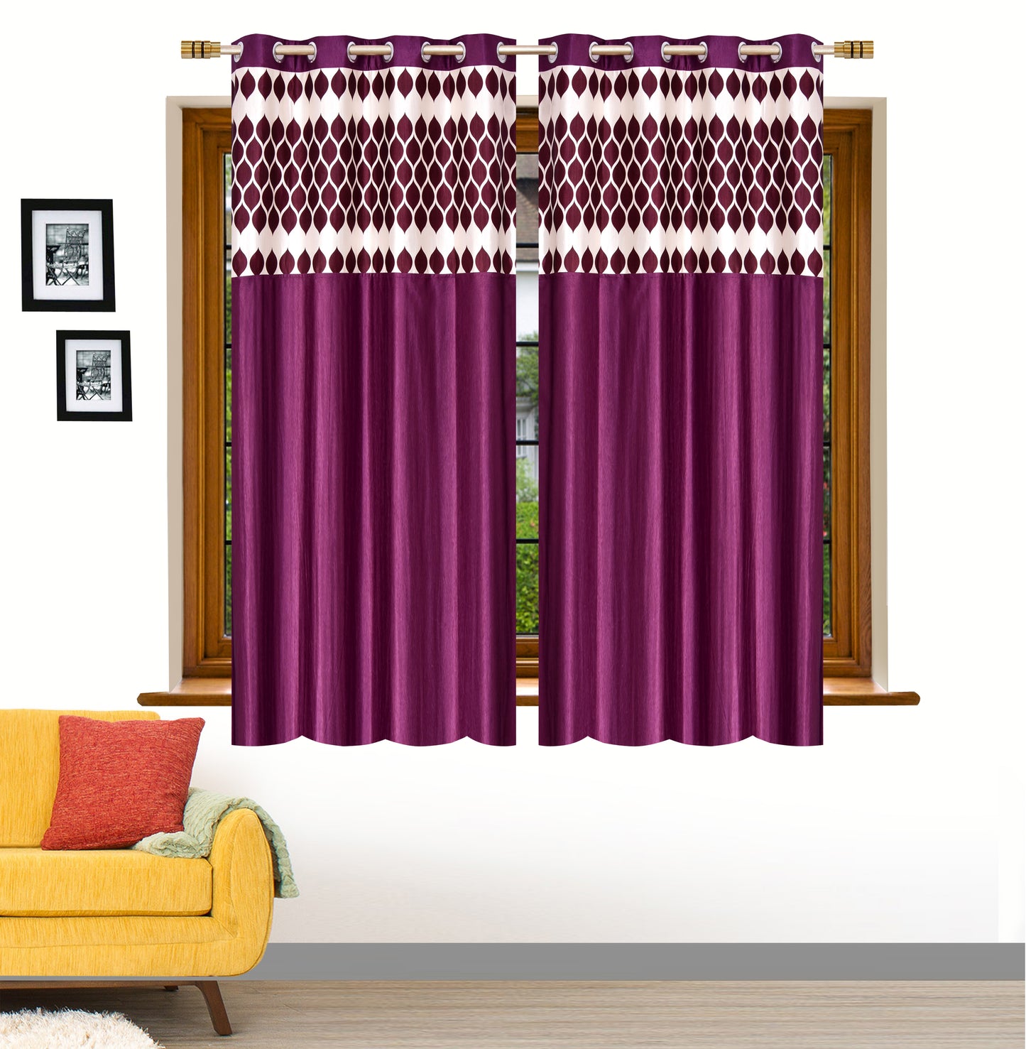 Wine Diya Patch Design Curtains