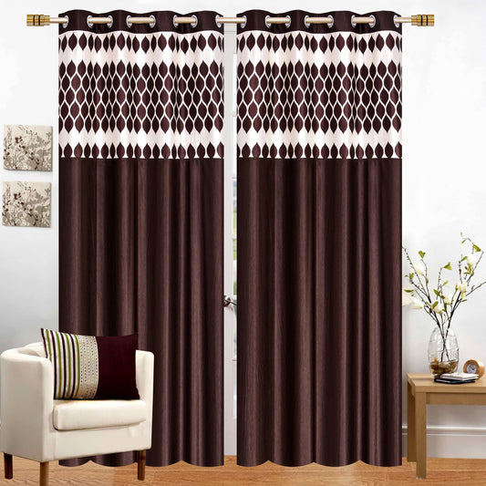 Brown Diya Patch Design Curtains