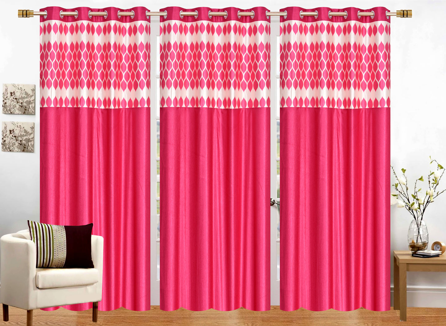 Pink Diya Patch Design Curtains