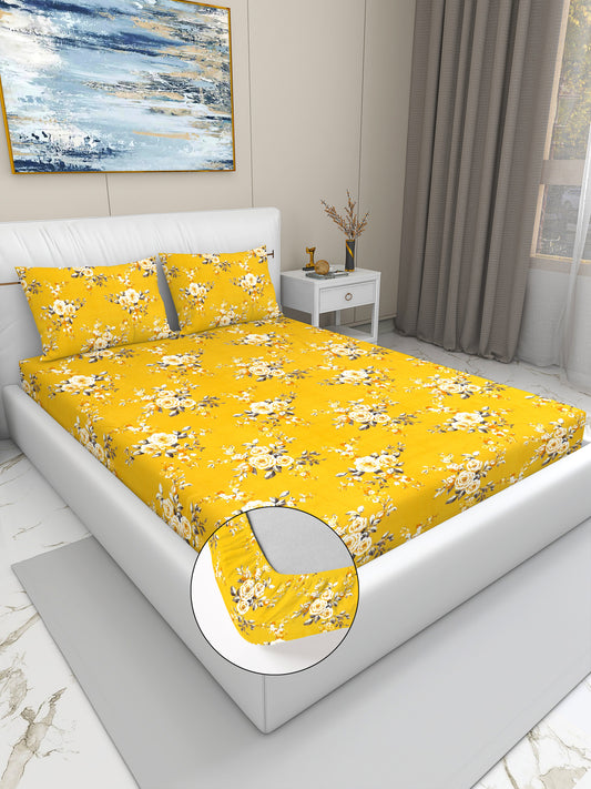 Yellow Floral Bedsheet Set