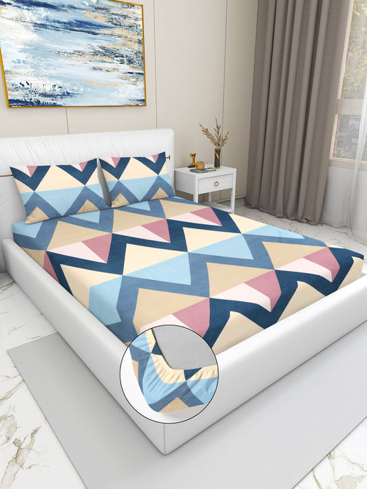 Colorful Triangle Print King Bedsheet