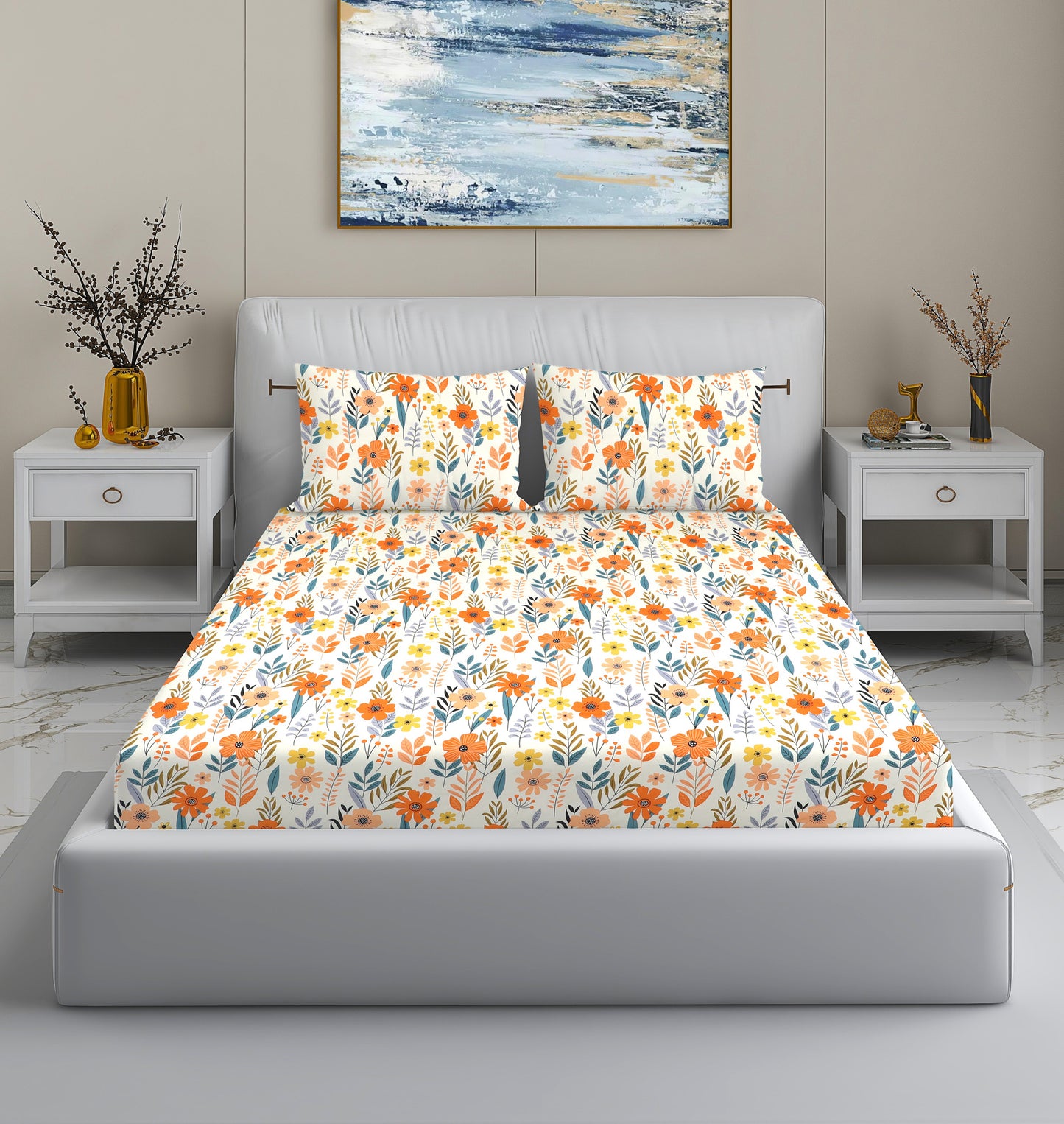 Floral Paradise King Size Bedsheet