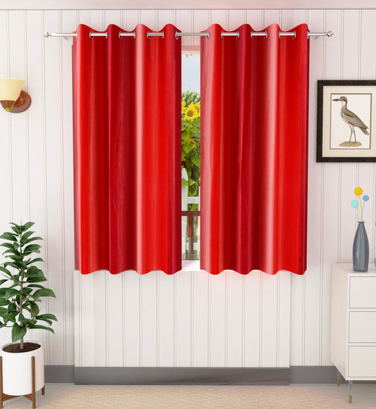 Shiny Maroon Crushed Plain Curtains