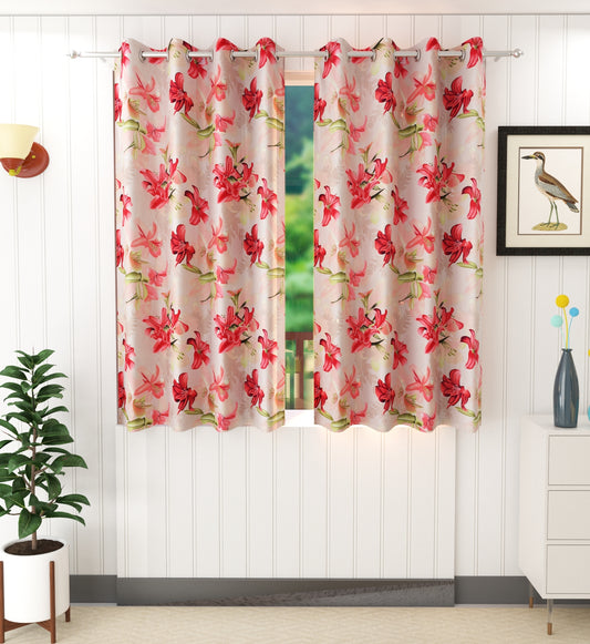 Vibrant Red Tree Pattern Curtains