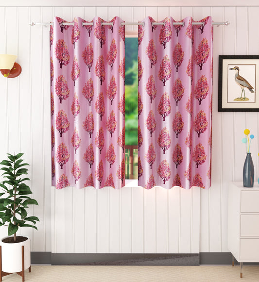 Warm Pink Tree Pattern Curtains