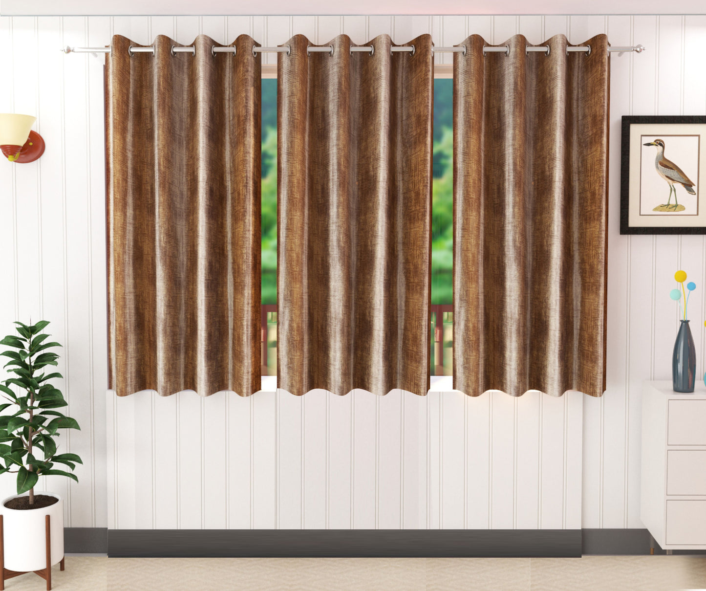 Vintage Brown Textured Curtains