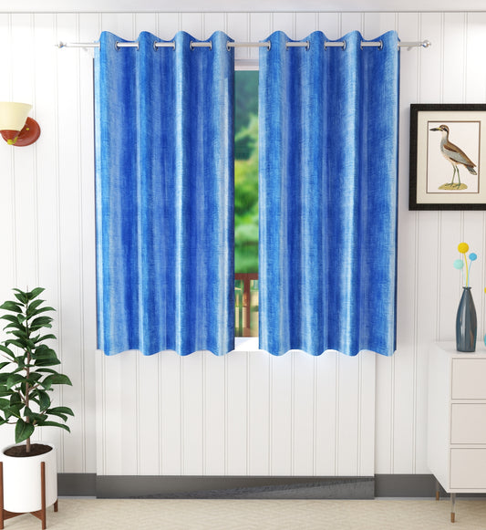 Blue Textured Modern Curtains