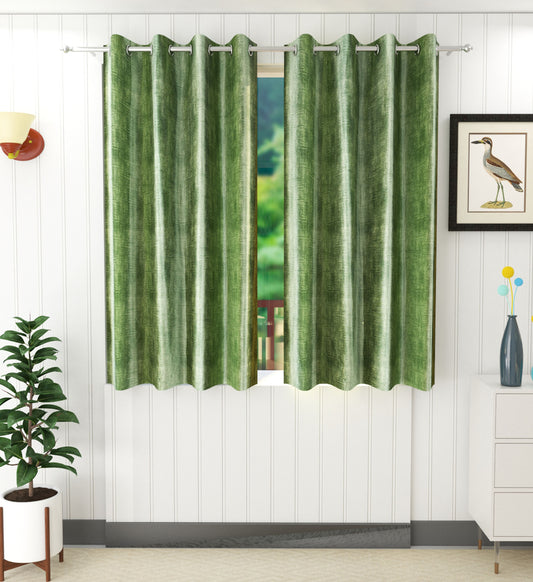 Elegant Green Textured Curtains