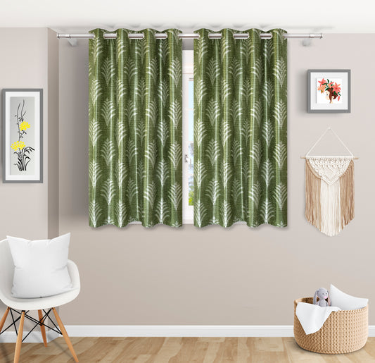 Classic Green Leaf-Patterned Curtains
