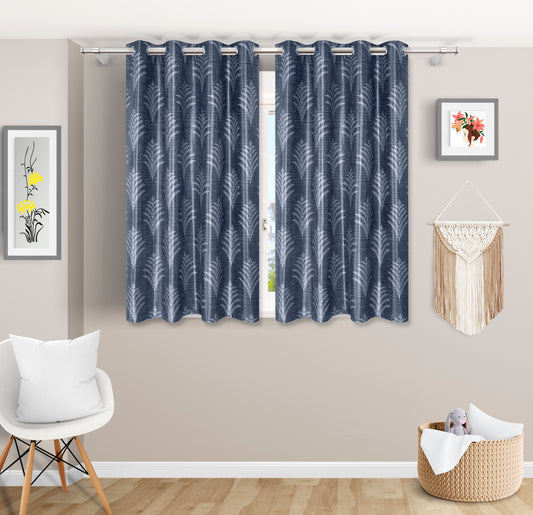 Modern Grey Leaf-Patterned Curtains
