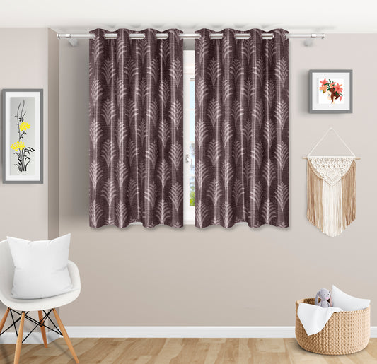 Elegant Brown Leaf-Patterned Curtains