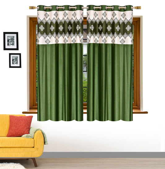 Green Damask Patch Design Curtains