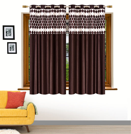 Brown Diya Patch Design Curtains