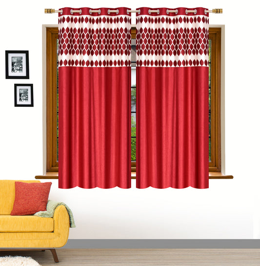 Maroon Diya Patch Design Curtains