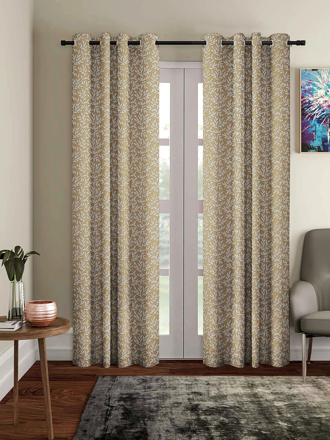 Luxury Golden Jade Print Curtain